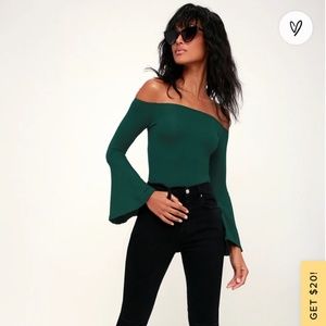 Lulus hunter green bell sleeve top